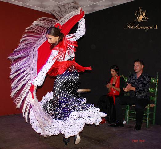 Cristina Ceballos, al baile en Tablao Flamenco Felahmengu, en Huelva